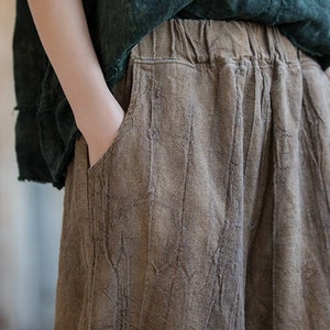 Ramie Linen Women Pants with Pockets, Wide Leg Pants, linen Culottes women 231347p image 7