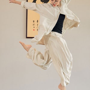 Leinen Baumwolle Taichi Jacke Set, Taichi Hose, Kongfu Anzug LIZIQI inspiriert 220422x Leinen Hemd Frauen, Leinen Frauen Tunika, Leinen Tang Anzug Bild 10