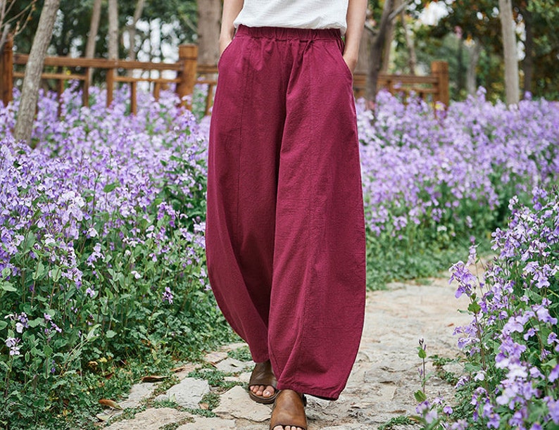 Linen Cotton Culotte Women, Wide Leg Pants Linen, Flare Trouser Women ...