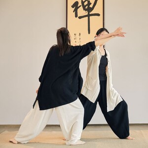 Leinen Baumwolle Taichi Jacke Set, Taichi Hose, Kongfu Anzug LIZIQI inspiriert 220422x Leinen Hemd Frauen, Leinen Frauen Tunika, Leinen Tang Anzug Bild 1