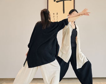 Leinen Baumwolle Taichi Jacke Set, Taichi Hose, Kongfu Anzug LIZIQI inspiriert 220422x Leinen Hemd Frauen, Leinen Frauen Tunika, Leinen Tang Anzug