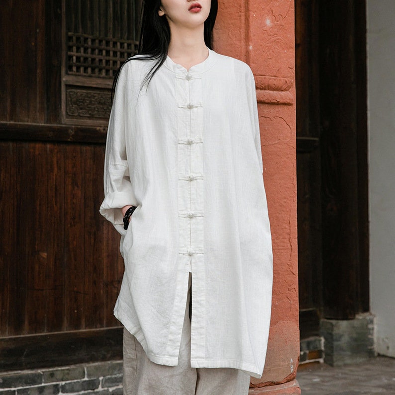 Chemisier en lin pour femme, veste Taichi, costume Tang, tunique en lin pour femme de style traditionnel chinois, vêtements d'intérieur en lin, liziqi 020221q image 10