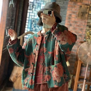 100 Prozent Baumwolle Frauen gesteppte chinesische Jacke mit traditionellem Muster 231709a Bild 6