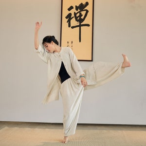 Leinen Baumwolle Taichi Jacke Set, Taichi Hose, Kongfu Anzug LIZIQI inspiriert 220422x Leinen Hemd Frauen, Leinen Frauen Tunika, Leinen Tang Anzug Bild 9