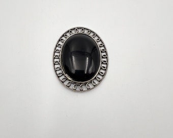 Black Oval Stone Gem Piece In Silver Color Metal Filigree Jewelry Making Supply