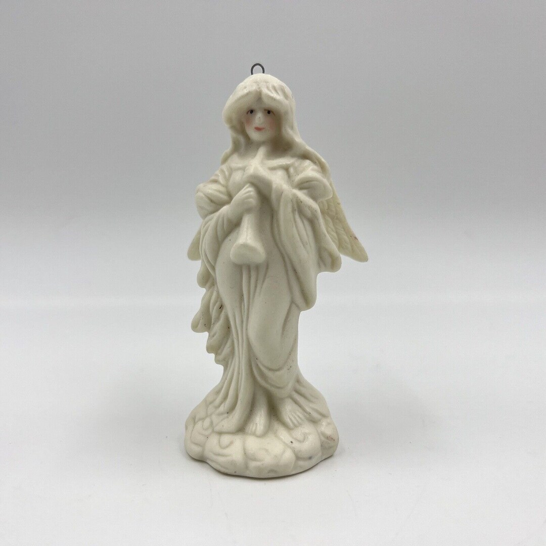 Vintage Porcelain Angel Figurine Ornament Painted Face Etsy