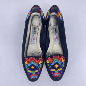 Vintage Frankie And Baby Beverly Feldman Flat Colorful Beaded Loafer Suede 7.5B image 4