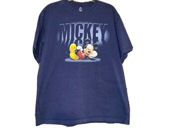 Vintage Mickey Mouse Disney Store T Shirt Navy Blue Mens Womens XL