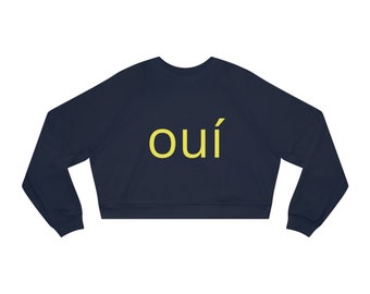 Women's Oui Crop Sweatshirt, Sweaters for Women, Trendy French Shirt, Raglan Top, Soft Long Sleeve Top, Trending Fashion