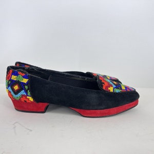 Vintage Frankie And Baby Beverly Feldman Flat Colorful Beaded Loafer Suede 7.5B image 7