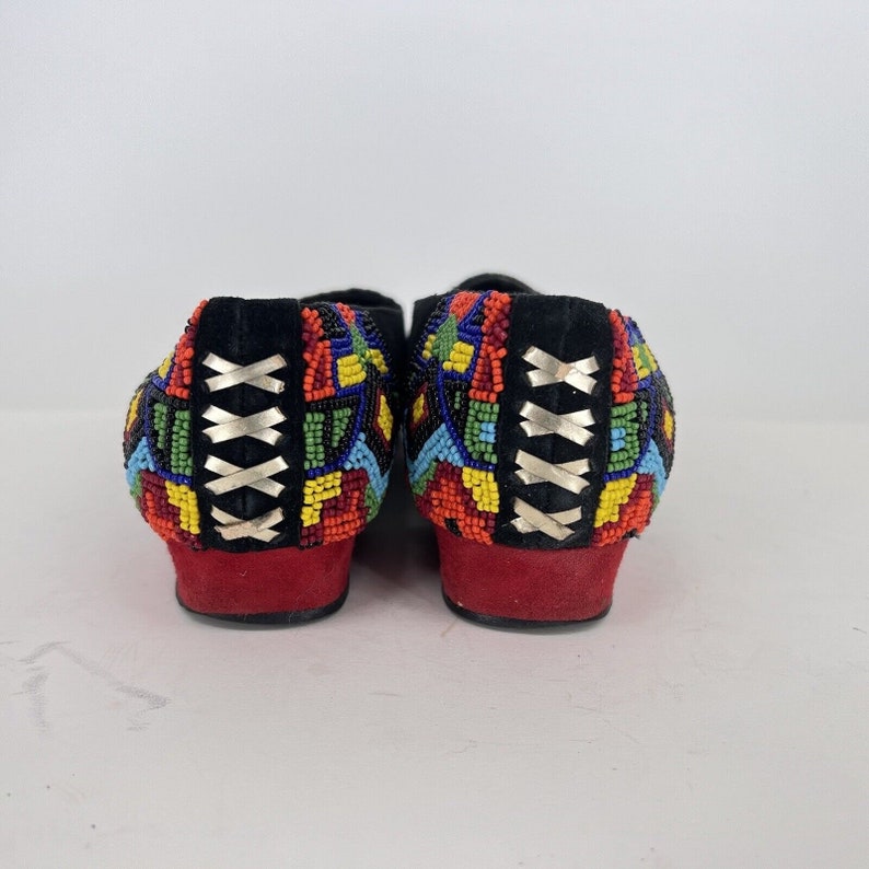 Vintage Frankie And Baby Beverly Feldman Flat Colorful Beaded Loafer Suede 7.5B image 6