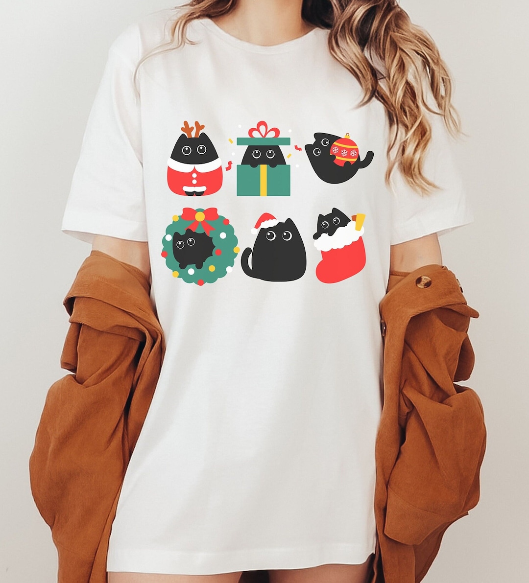Black Cat Christmas Shirt Cute Cat Christmas Shirt Cute Etsy