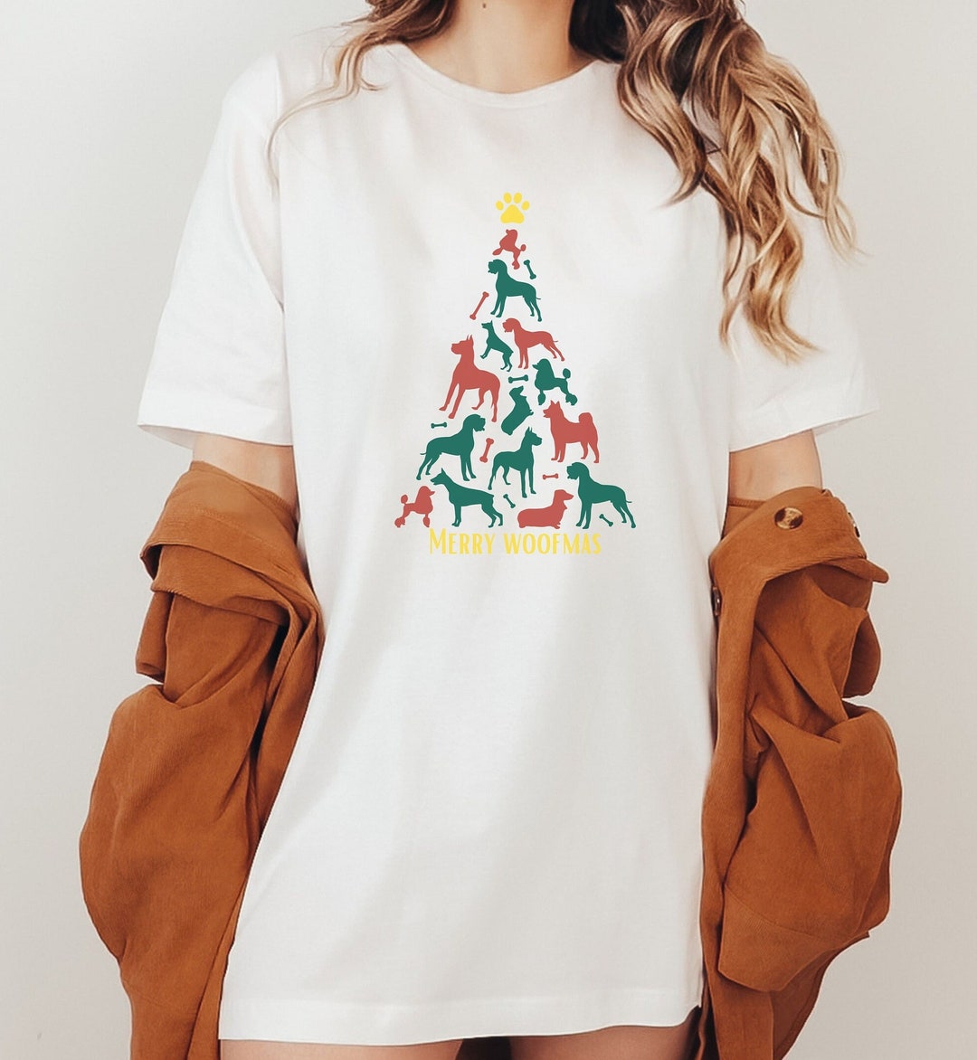 Merry Woofmas Christmas Shirt Dog Christmas Tree Shirt Etsy