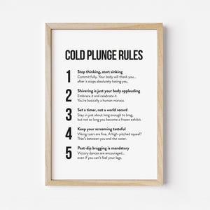 Póster "Reglas para baños fríos" - Impresión divertida para baños helados - Descarga digital, PDF imprimible, arte mural