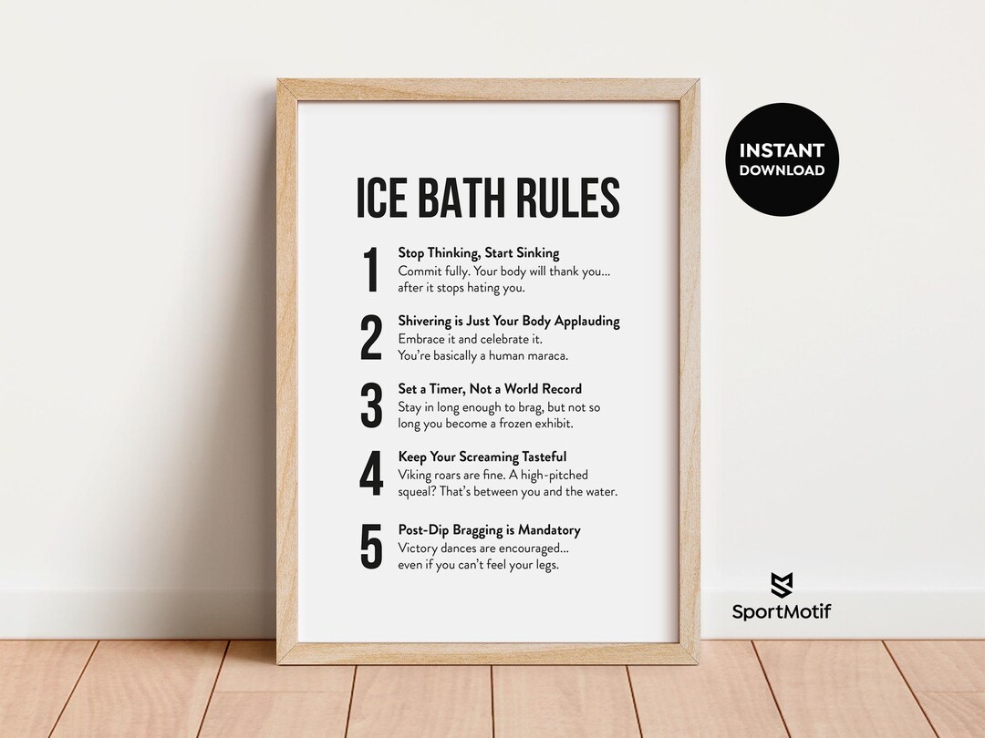 Ice Bath Rules Poster, Funny Cold Plunge Print (digital Download) - Etsy