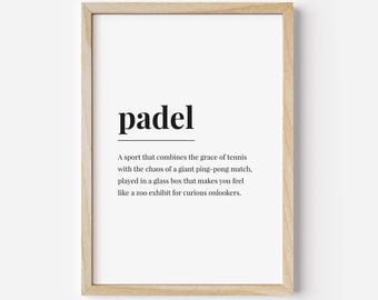 Póster de definición de pádel - Impresión divertida - Descarga digital (PDF imprimible)