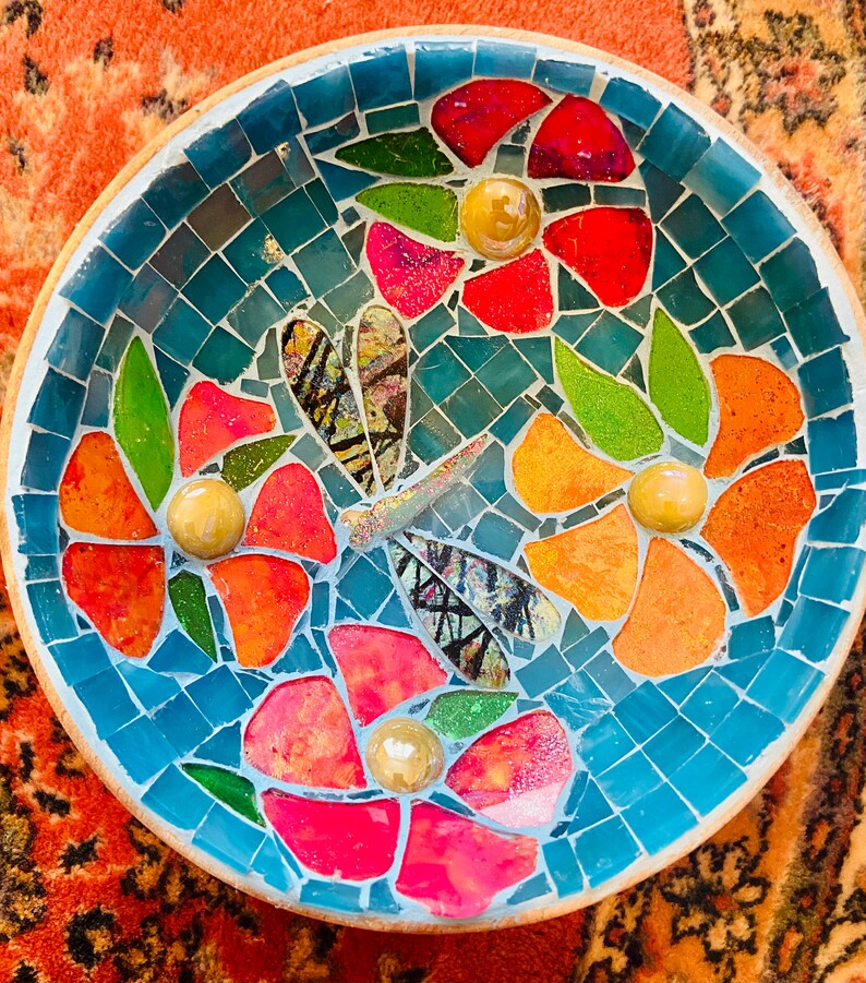 Dragonfly & Flower Dream Mosaic Bowl Etsy
