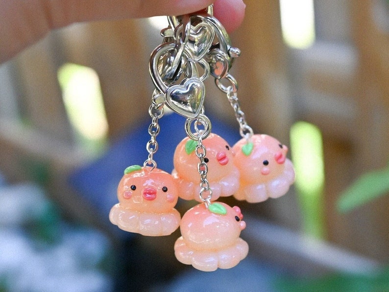 Peach Jelly Squid peachoo Polymer Clay Keychain Etsy