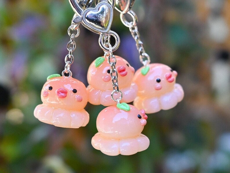 Peach Jelly Squid peachoo Polymer Clay Keychain Etsy