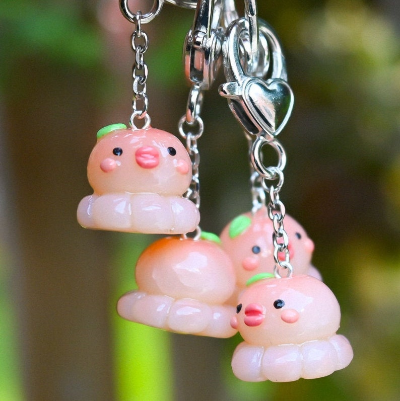 Peach Jelly Squid peachoo Polymer Clay Keychain Etsy