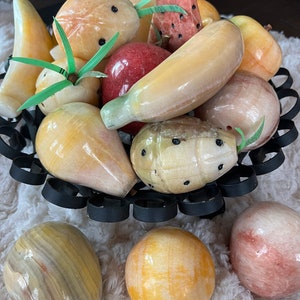 Vintage Italian Alabaster Marble Carved Stone Fruit