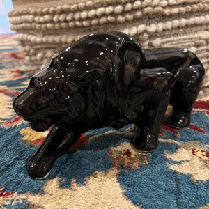 Vintage MCM Black Lion Statue - Etsy