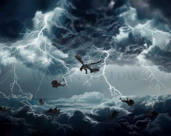 Fourth Wing inspired digital desktop wallpaper, Fantasy Dragon, 4K desktop wallpaper, hand drawn fantasy desktop wallpaper, lightning, storm