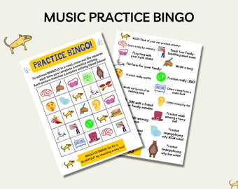 Music Bingo Worksheet, Practice Bingo, Music Lesson Games, Printable, Bingo, Worksheet, Music Theory, Learning Practice room decor, Wall Art