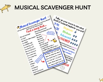 Musical Scavenger Hunt, Music games, Music Theory Games, Music Classroom, Printable worksheets, Music worksheets,  fun music games