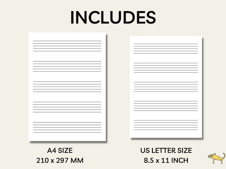 Printable Music Manuscript , Kids Music Paper, Large Staff Paper, A4