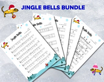 Holiday sheet music, Jingle Bells, Christmas Music, Jingle Bells Sheet Music Bundle, Sheet music poster, Christmas Piano music, guitar music