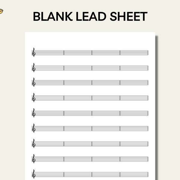 Blank Treble Clef Lead Sheet, Composition Paper, Blank music paper, Sheet music, Music Theory, Composition, Songwriting, Piano, Guitar