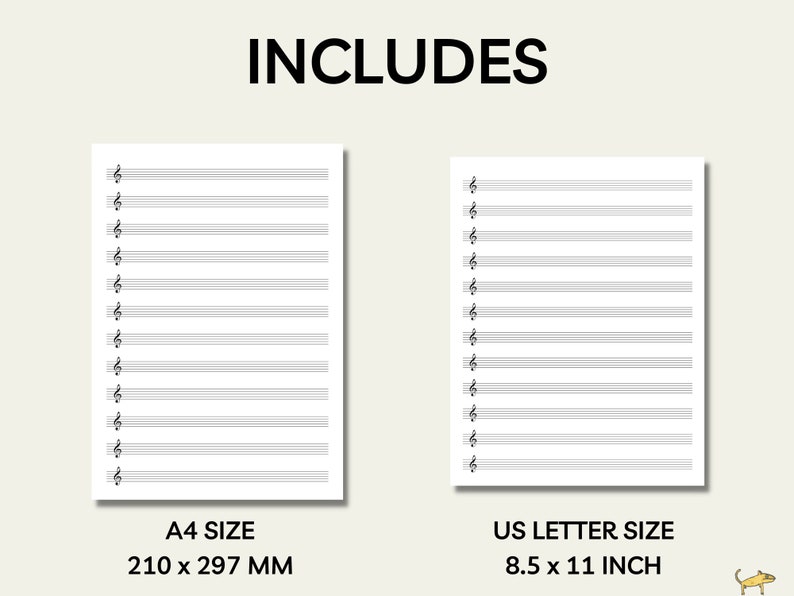 Printable 12 Stave Treble Clef Manuscript, Blank Manuscript, Treble ...