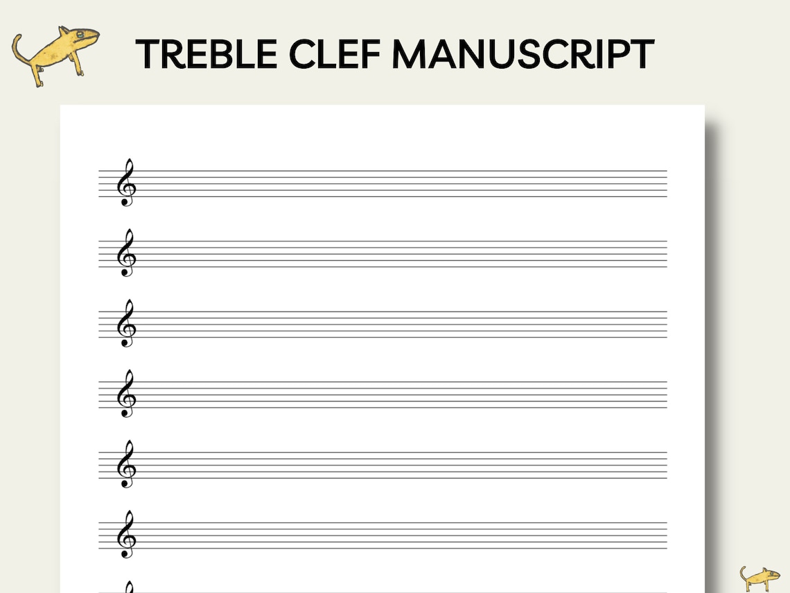 Printable 12 Stave Treble Clef Manuscript, Blank Manuscript, Treble ...