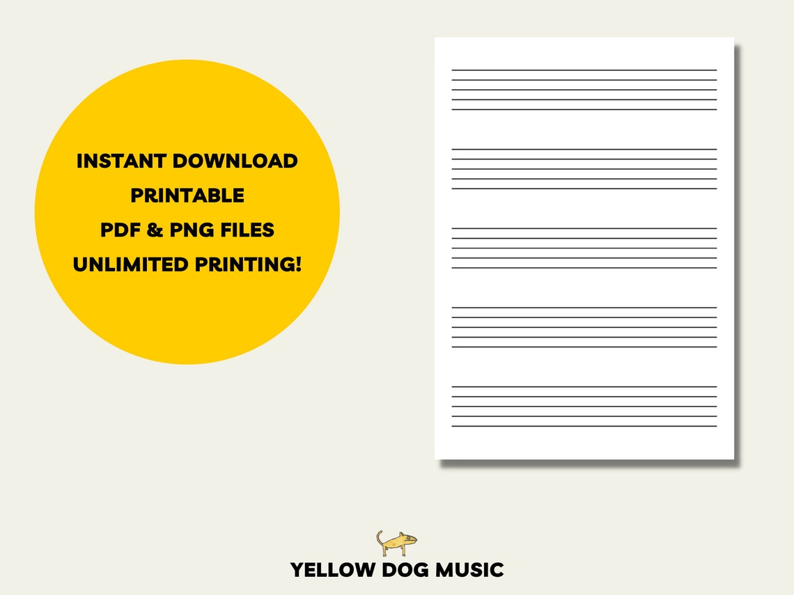 Printable Music Manuscript , Kids Music Paper, Large Staff Paper, A4/letter, Blank Manuscript