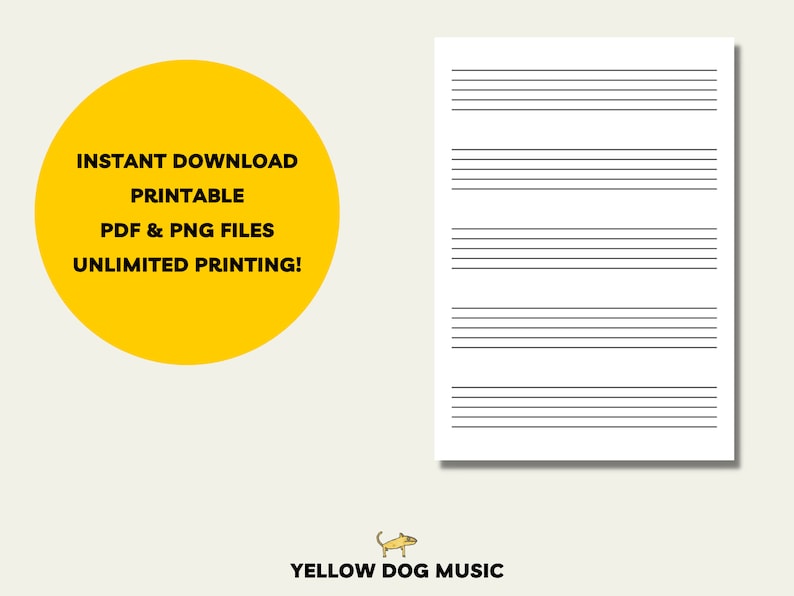 Printable Music Manuscript , Kids Music Paper, Large Staff Paper, A4