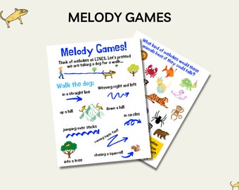 Music Theory Games, Melody Games, Learn Melody, Music Class, Printable, Music Worksheet, Music Worksheet for kids, Creative music sheets