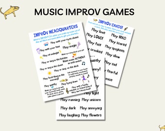 Music Improv Games, Improvisation Sheets, Music lessons, Music classroom, Music Wall art, Improv prompts, learning resources, music box,