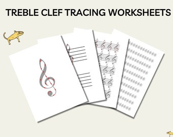 Music Theory, Music Worksheet, Treble Clef, Tracing worksheets, Worksheets for kids, elementary music, Music lessons, Beginner students