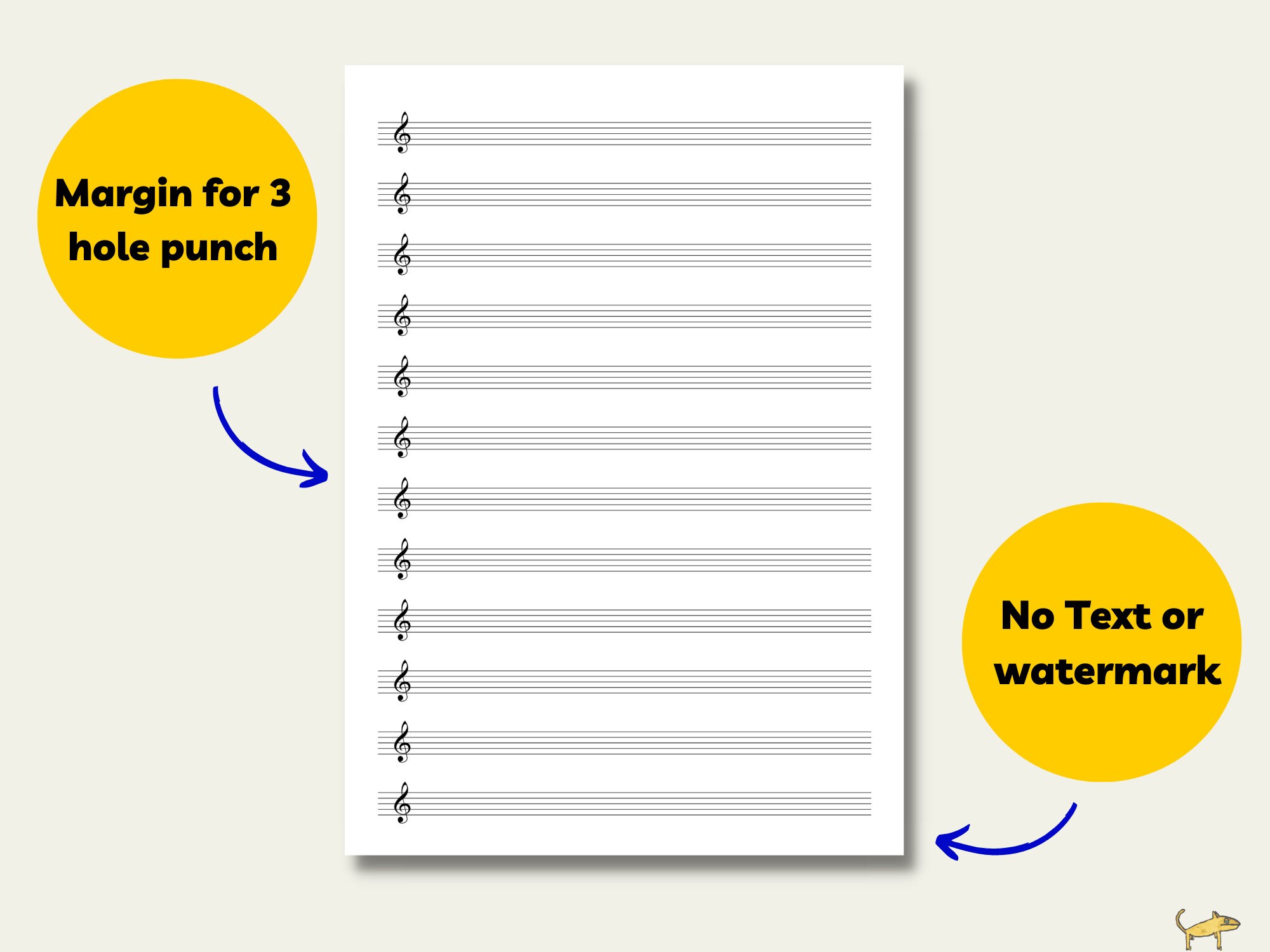 Printable 12 Stave Treble Clef Manuscript, Blank Manuscript, Treble