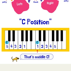 Piano Finger Numbers Poster, C Position Piano Worksheet, Music Theory ...