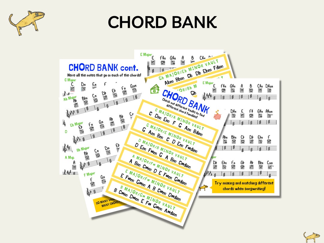 Chord Bank, Chord List, Piano Chords, Guitar Chords, Piano Sheet Music