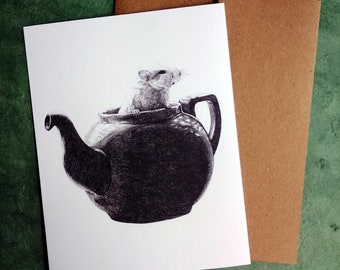 Gerbil in a Teapot  - Gerbil Greeting Card - Blank card, Toronto Canada