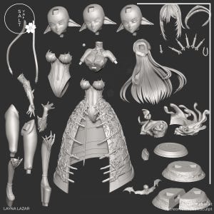 Layna fanmade garage kit | verzamelmodel | VTuber | merchandise | donkere esthetische kunst afbeelding 9