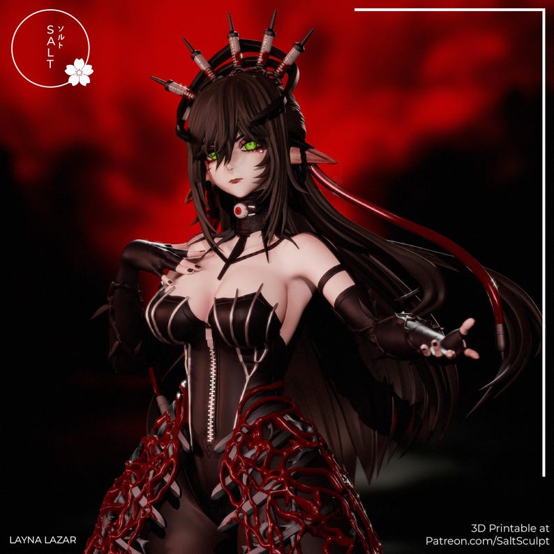 Layna fanmade garage kit | verzamelmodel | VTuber | merchandise | donkere esthetische kunst afbeelding 1