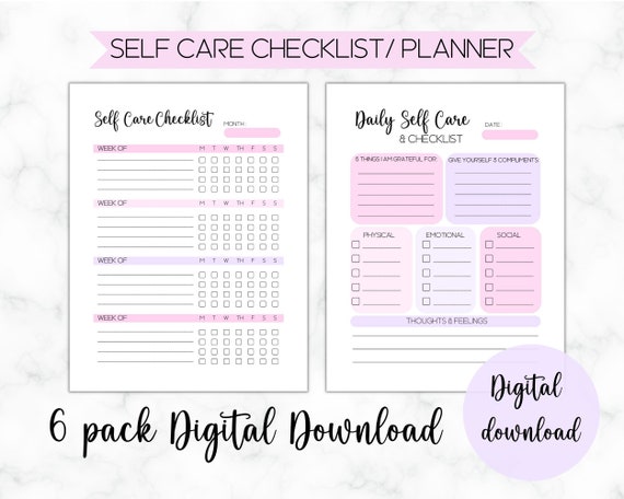 Self Care Planner Printable Self Care Checklist Daily - Etsy