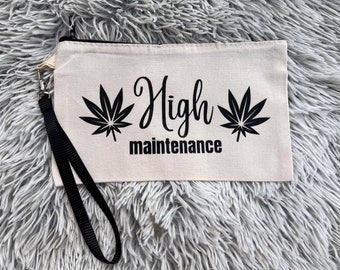 Cute Funny "High Maintenance" Cosmetic Bag Makeup Clutch