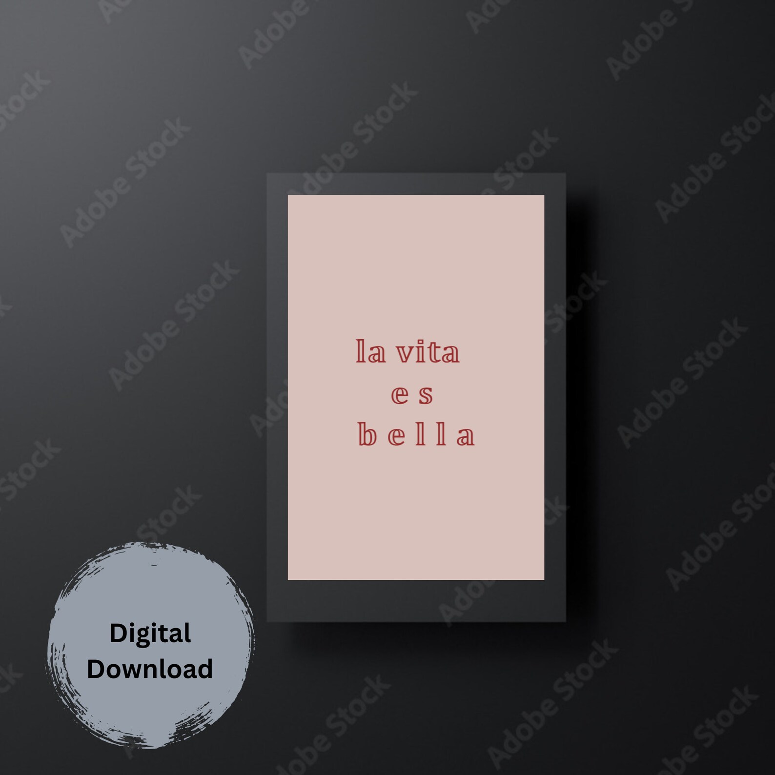 La Vita Es Bella Printable Art Wall Decor Dorm Quote Decor Pink Art Art