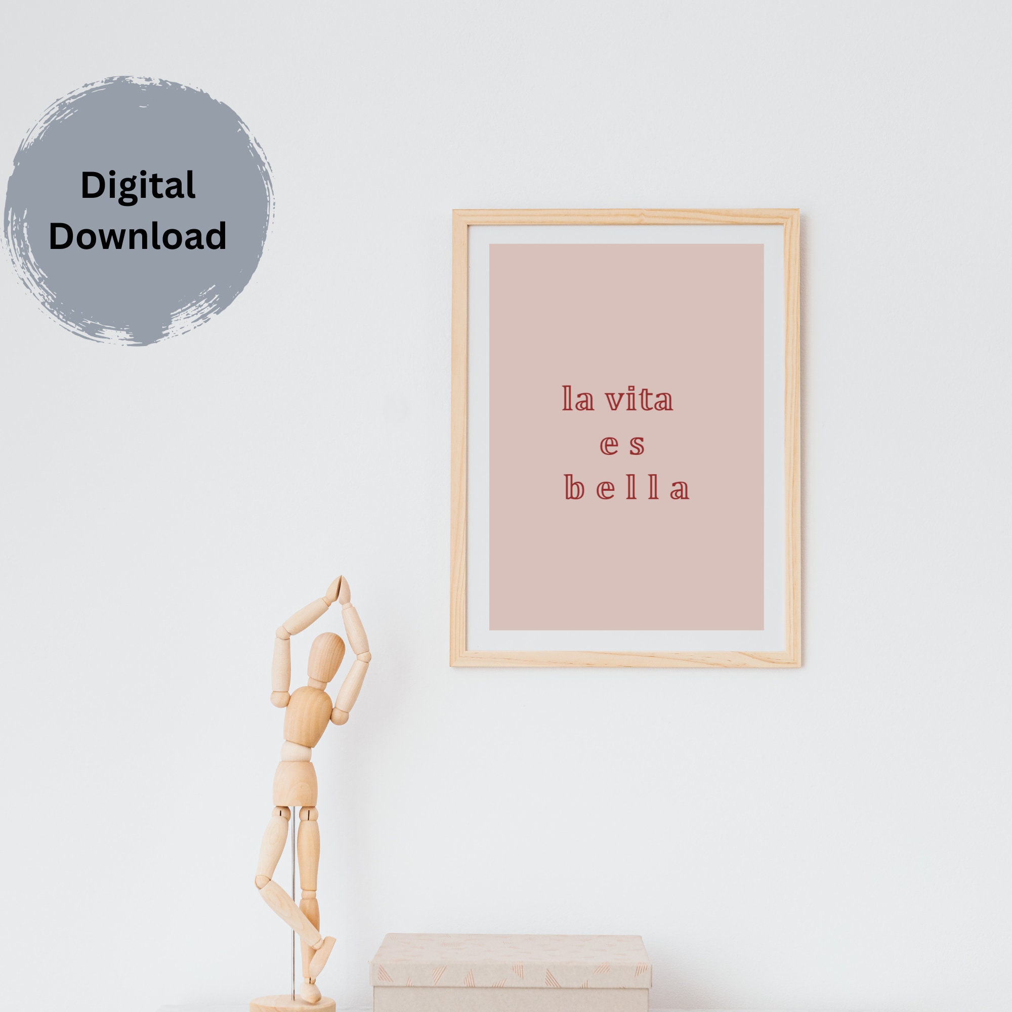 La Vita Es Bella Printable Art Wall Decor Dorm Quote Decor Pink Art Art