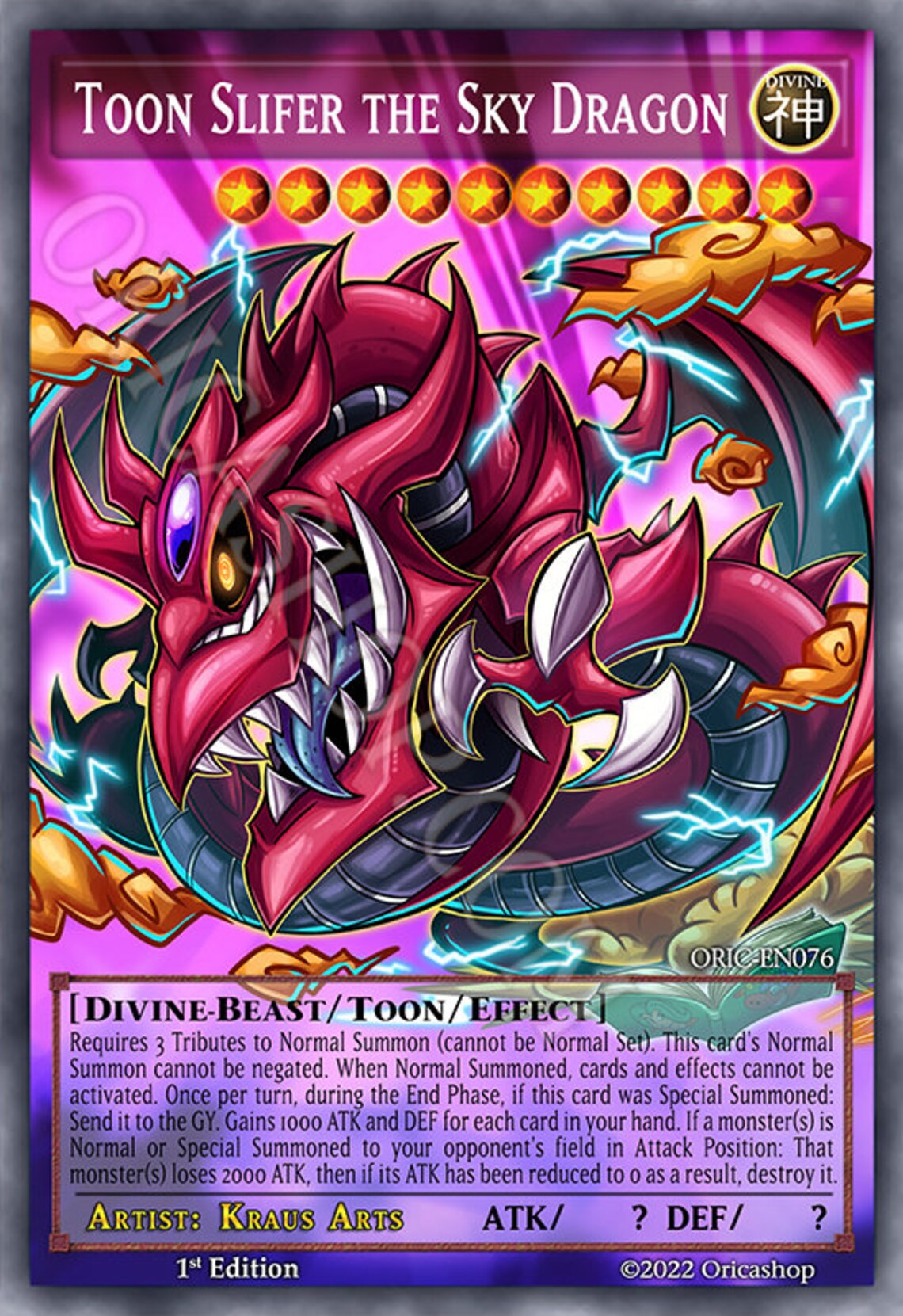 Toon God Cards Full-art Set Slifer The Sky Dragon Obelisk - Etsy